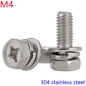 Pernos hexagonales empotrados en cruz M4 hendidura, arandela de bloqueo y conjuntos de arandela lisa - Imagen 1 de 4