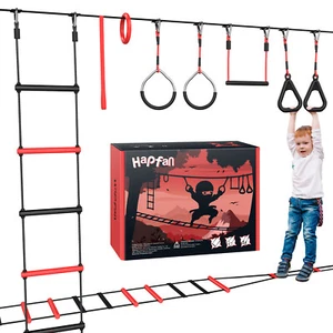 Ninja Warrior Obstacle Course for Kids 50ft Ninja Lines with Suspension Bridge - Picture 1 of 9