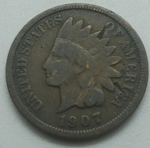 1907 Indian Head Cent Penny US Coin #170 - Picture 1 of 2