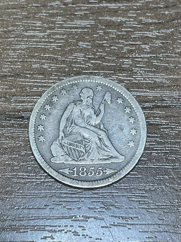 1855 Seated Liberty Quarter 25C w/ Arrows Ungraded Choice Silver US Coin Cover