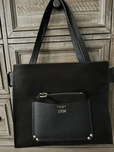 Henri Bendel Lenox  Black Suede Tote - NWT - Monogramed SRM - Picture 1 of 6