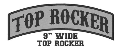 Custom Embroidered 9" Top Rocker Motorcycle Biker Name Tag Sew on Patch (A) - Image 1 of 4