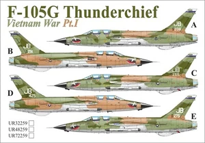 UpRise Decals UR72259 - F-105G Thunderchief Wild Weasel Vietnam War  Pt.1  1/72 - Picture 1 of 6