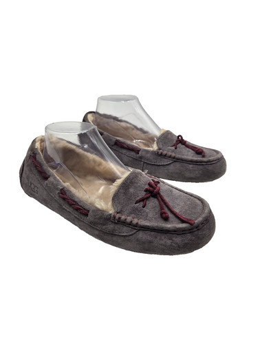 Mocassini UGG donna taglia 9 Brett lana pelle grigio bordeaux pizzo ciabatte