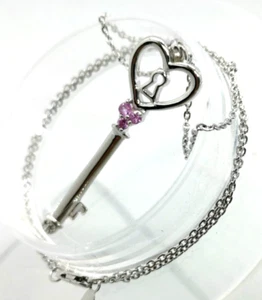 Pink Sapphire Dianomius-Diamond Sterling Silver Chain Necklace 44 cm long (79G) - Picture 1 of 9