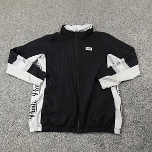 Pink Jacket Womens Medium Large Black White Victoria Secret Windbreaker Zip Coat - Picture 1 of 23