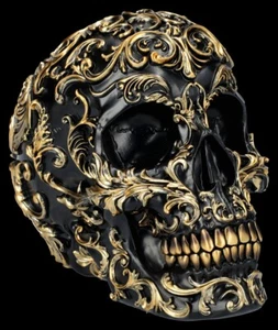 Totenkopf Figur schwarz-gold - Renaissance - Totenschädel Dekoschädel Dekofigur - Bild 1 von 8