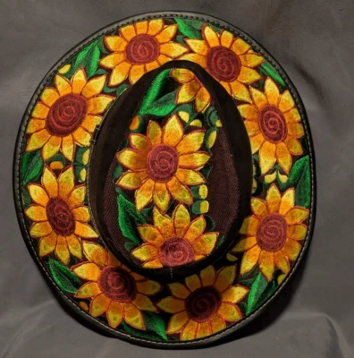 Sombrero de Vaquero Guatelamalan Bordado Marrón Gamuza Cuero Girasol Mediano Foto 1 de 4