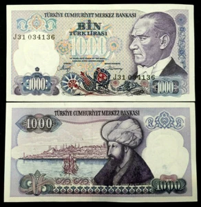 Turkey 1000 Lira Year 1970 Banknote World Paper Money UNC Currency Bill Note - Picture 1 of 3