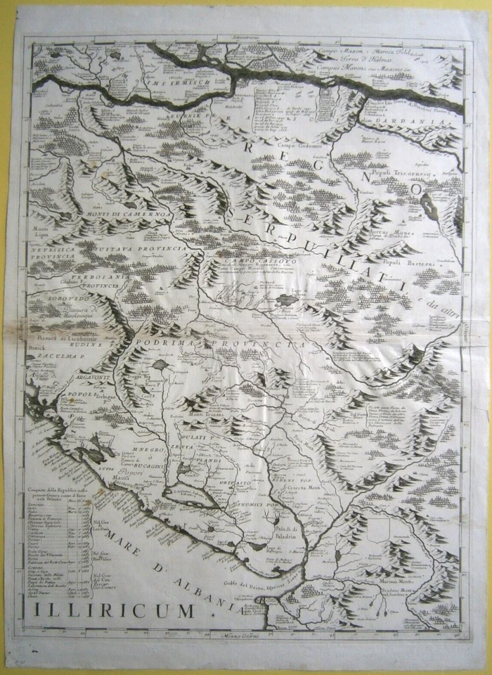 1690 Coronelli map Serbia, Montenegro, Kosovo - Image 1 of 1