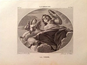 The Earth Original Engraving 19th Century LUDOVICO CARRACCI - Picture 1 of 1