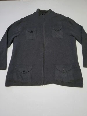 (#C) Chaqueta forrada de vellón con cremallera completa gris Claiborne vintage para hombre talla 2XL  Foto 1 de 4
