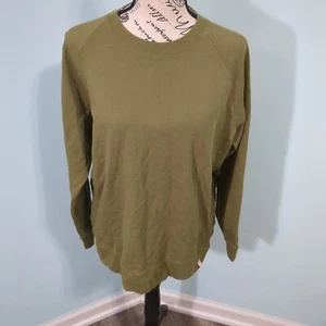 Thirdlove Felpa Donna Weekend Terry Verde Oliva Cotone Girocollo Extra Lar - Foto 1 di 5