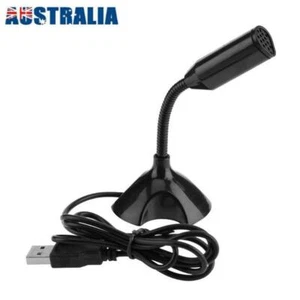 1*Black USB Mini Desktop Speech Microphone Stand For PC Laptop Computer Notebook - Picture 1 of 10