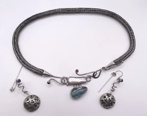 Collana in argento sterling Julie H. opale e perle con orecchini ametista - Foto 1 di 14