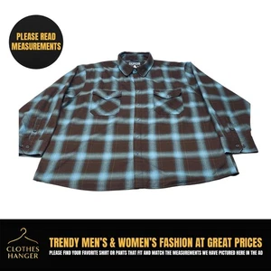 Dixxon Flannel Shirt Mens 4X The Cherokee Blue Plaid Pearl Snap Long Sleeve 7816 - Picture 1 of 15