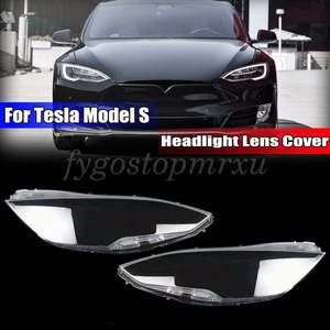 Front Clear Headlight Lens Cover Left&Right Shell for Tesla Model S 2012-2021 - Picture 1 of 12