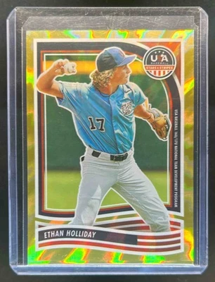 2024 Panini Stars & Stripes USA Baseball Ethan Holliday Gold Lightning #10/10 - Image 1 of 2