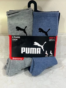 Puma Sportstyle 6 Pair Crew Cut Multicolor Mens Socks Size 10-13 Shoe Size 8-12 - Picture 1 of 5