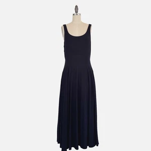 Athleta Santorini Midi Dress Size M Black Minimalist Flowy Travel Lounge - Picture 1 of 8