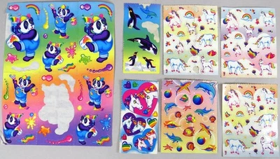 Vtg Lisa Frank Stickers Lot Panda Unicorn Fish Penguin Dolphin Whale Early 1990s - Image 1 of 4