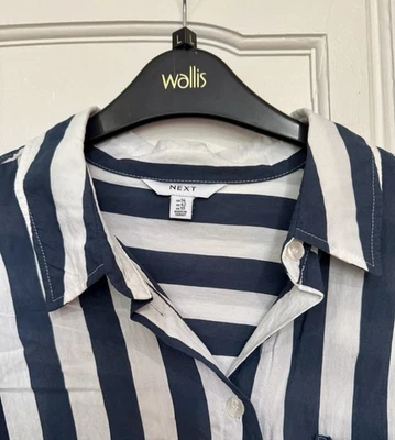 NEXT Womens 3/4 Sleeve Light Weight Shirt Size 14 Blue White Stripe NWOT RRP £29 - Image 1 of 4
