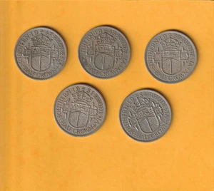 Southern Rhodesia Coins 5 Half Crowns 1947, 1949, 1950, 1951, 1954 VF (R1a-0011 - Picture 1 of 2