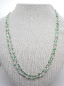 Collana in Argento 925 e Crisoprasio naturale sfaccettato- Girocollo Pietre Dure - Picture 1 of 8