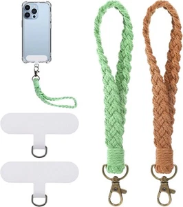 2 Pack Boho Macrame Phone Wrist Strap, Strap with 2 Pcs Phone... - Photo 1 sur 7