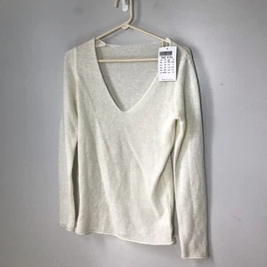 Brandy Melville Damen Einheitsgröße V-Ausschnitt Langarm Mohair Wollmischung weiß Pullover Neu mit Etikett - Bild 1 von 10