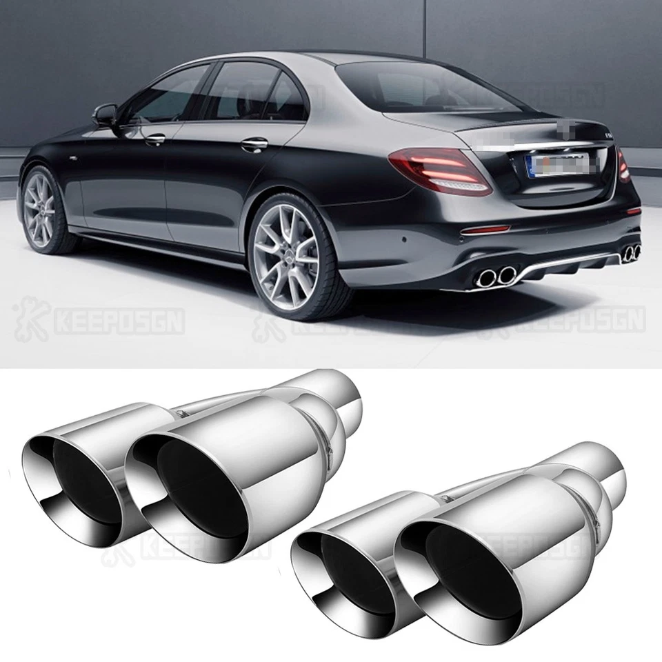 Pair Exhaust pipe 2.5" Inlet 3.5" Outlet Dual For Mercedes-Benz E350 E53 AMG - Image 1 of 4