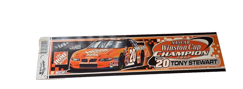 Vintage Tony Stewart #20 Bumper Sticker Winston Cup Champion 2002 Home Depot - Image 1 of 1
