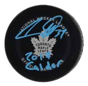 Auston Matthews Signed Puck “2017 Calder” Inscribed, Toronto Maple Leafs  (COA) - Picture 1 of 2