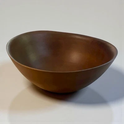 Vintage Crate & Barrel 15" Chestnut-Finished Solid Mango Wood Salad Serving Bowl - Image 1 of 4