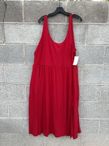 Neu mit Etikett A New Day rotes Trägerkleid dunkler Stretch mit Taschen & Schlitz vorne Damengröße 2X - Bild 1 von 14
