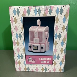 Tarro de galletas ROSA FLAMENCO diseño de radio antiguo vintage 1998 nuevo en caja Art Deco - Imagen 1 de 24