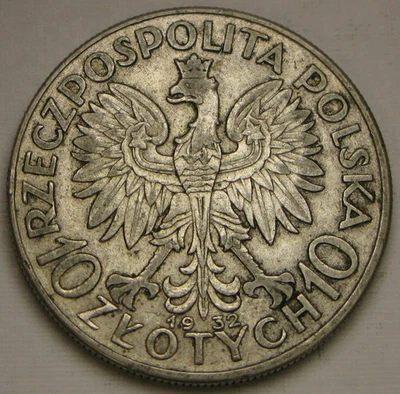 POLONIA 10 Zlotych 1932 - Astilla 0,75 - Reina Jadwiga - En estado bastante bueno+ - 4464 * Foto 1 de 2