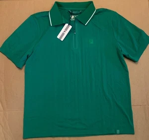 Neu mit Etikett $ 95 Fila Challenger kurzärmliges grünes Poloshirt mit Zopfmuster und Reißverschluss für Herren Größe M " - Bild 1 von 4