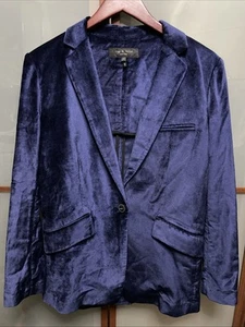 Chaqueta Blazer Rag & Bone Azul Marino Estampado Terciopelo Botón Único Para Mujer Talla 2 - Imagen 1 de 7