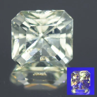 💎4.27ct VS Radiant Natural Fluorescent Mint Green Grossular Garnet(UV Reactive) - Image 1 of 4