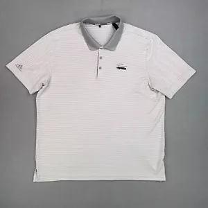Adidas Shirt Mens Extra Large Gray White Stripe Performance Golf The Dunes - Picture 1 of 16