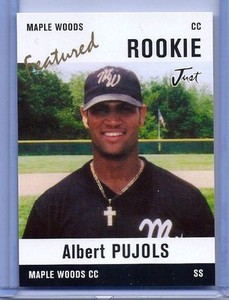 ALBERT PUJOLS JUST MINORS MAPLE WOODS COLLEGE ROOKIE CARD! CARDINALS-700 HOMERS!