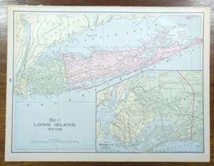 Vintage 1899 LONG ISLAND NEW YORK Map 14"x11" ~ Old Antique Original JAMAICA BAY - Picture 1 of 8