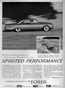 1960 Ford Starliner Coupe & Thunderbird "Spirited Performance" Original Ad - Picture 1 of 1