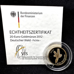 Goldmünze Deutscher Wald Fichte, 1/8 Unze Gold, 999,9 AU, 3,89 Gramm - Bild 1 von 3