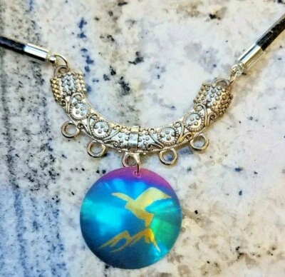 Niobium Necklace Bird Mountains anodized w/ leather *NEW*  - Image 1 of 4