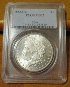 1883-CC Morgan Silver Dollar PCGS MS62 GSA blue label slab - Picture 1 of 4