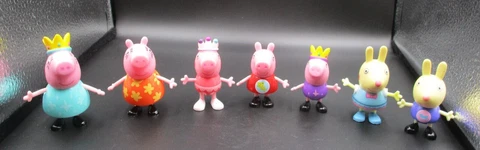 Lot of 7 Peppa Pig Figures Toys Rebecca Rabbit, Mummy Pig, Royalty, Jazwares,Inc Cover
