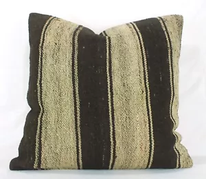 Copricuscino decorativo turco marrone beige kilim 24" vintage grande cuscino kilim - Foto 1 di 9