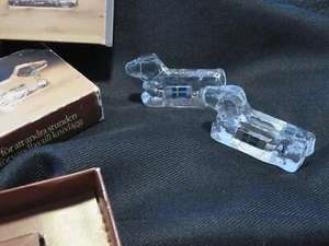 4 Crystal knife rests Sweden Lindshammar Swedish Dogs Dachshund w/box Four - Picture 1 of 5